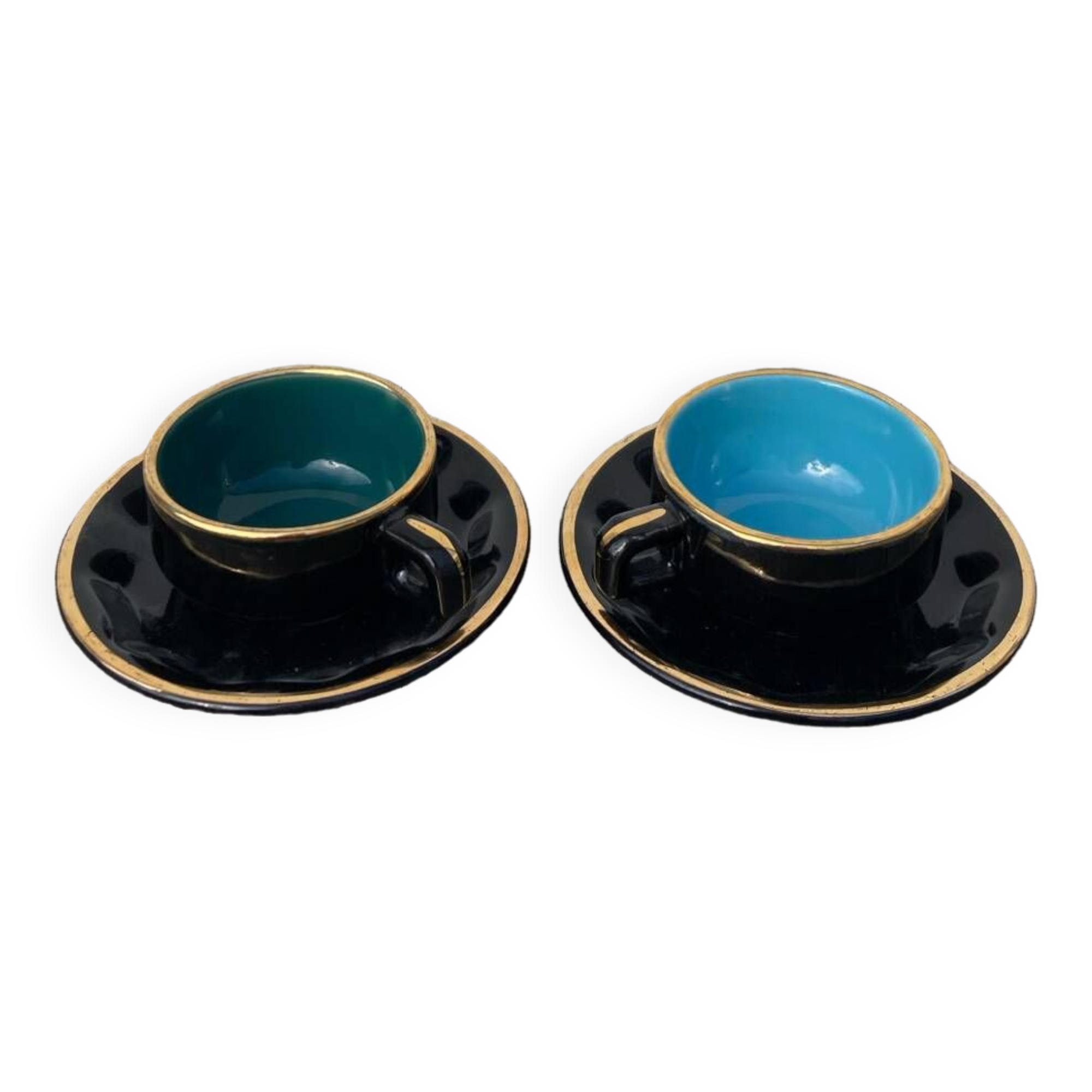 Black art deco bistro coffee cups