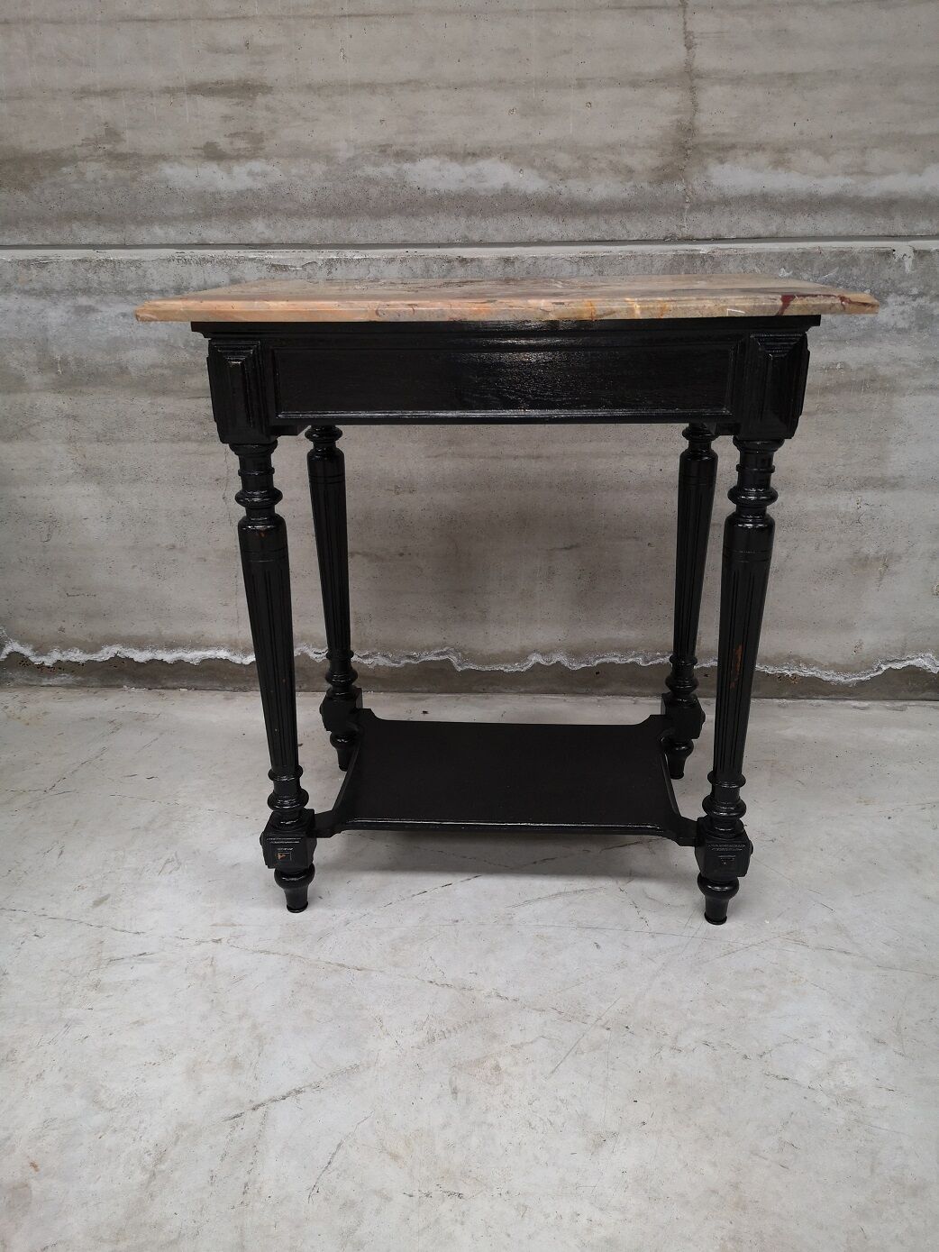 Console d'applique laqué noir sur chêne marbre de brèche pâté de foie style Napoléon III