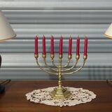 7-branch chandelier, in gilded brass, signed Wainberg.