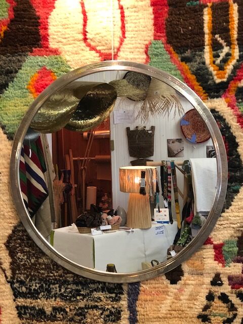Miroir rond metal martelé 80cm
