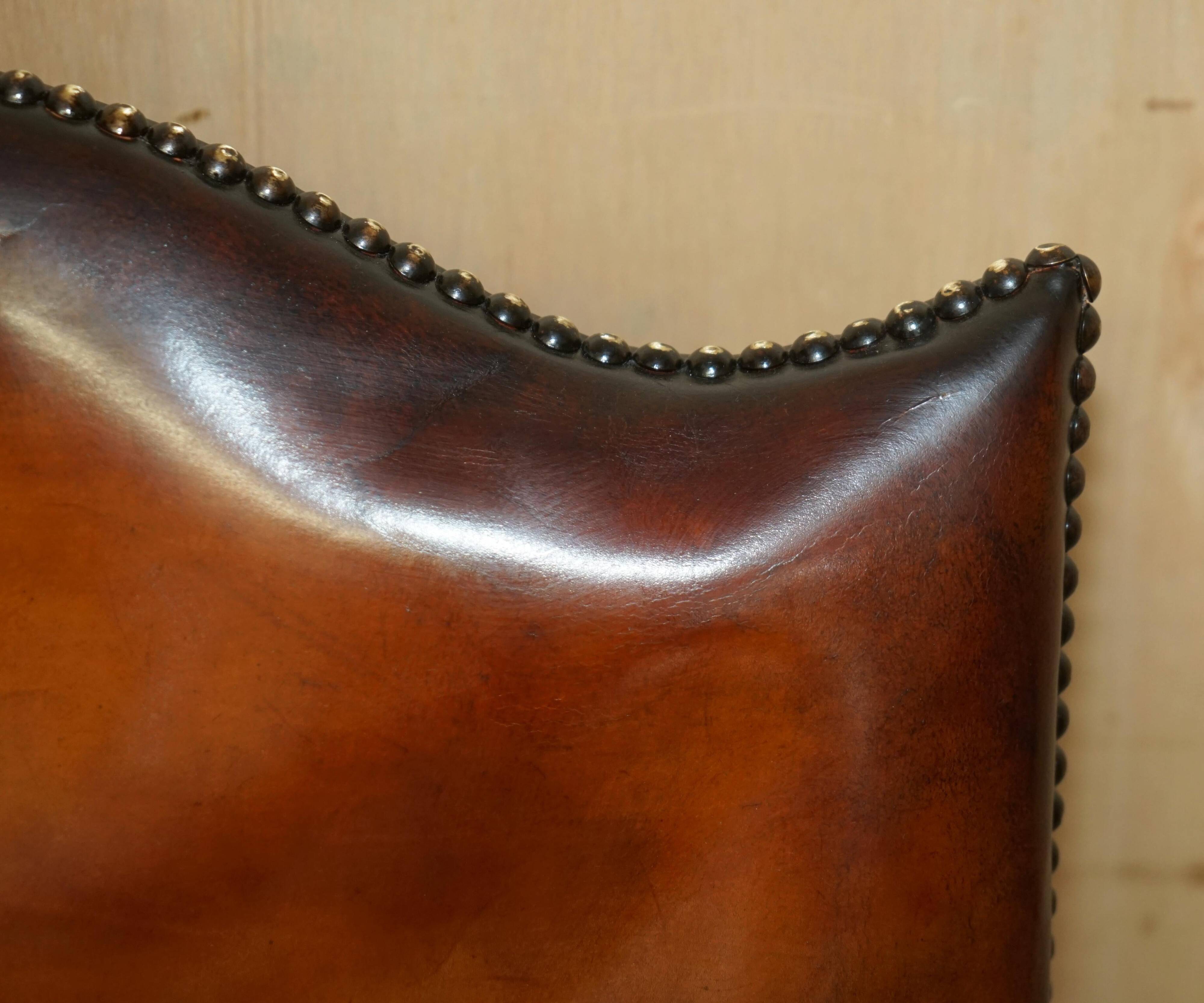 Fauteuil de bureau Gainsborough restauré cuir teint à la main