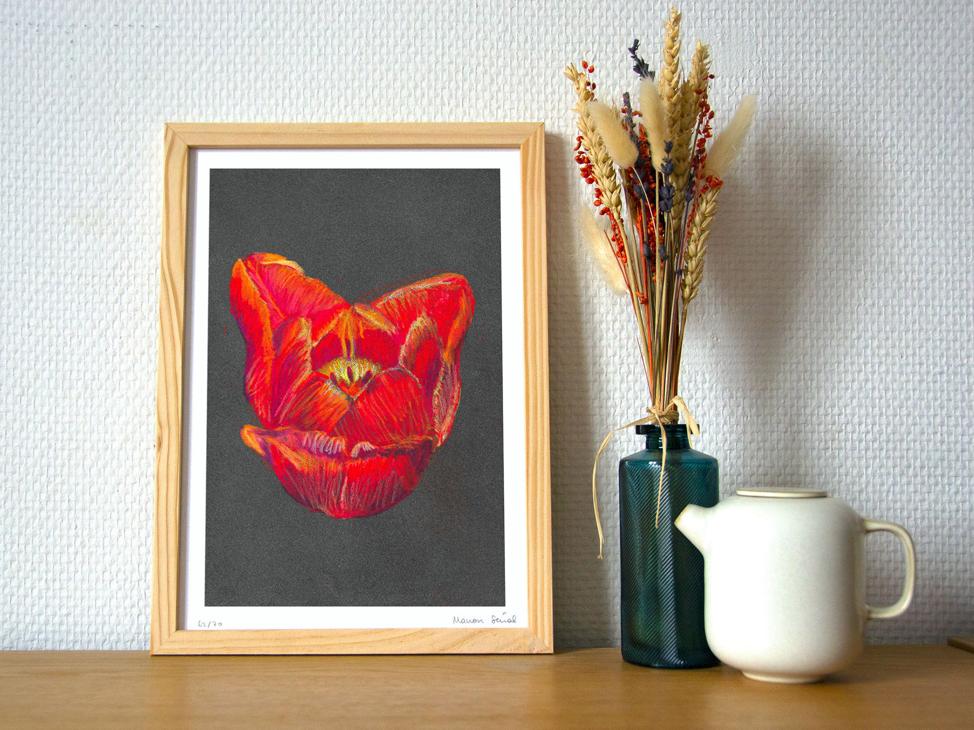 Pastel Tulip Heart - A4 - flower