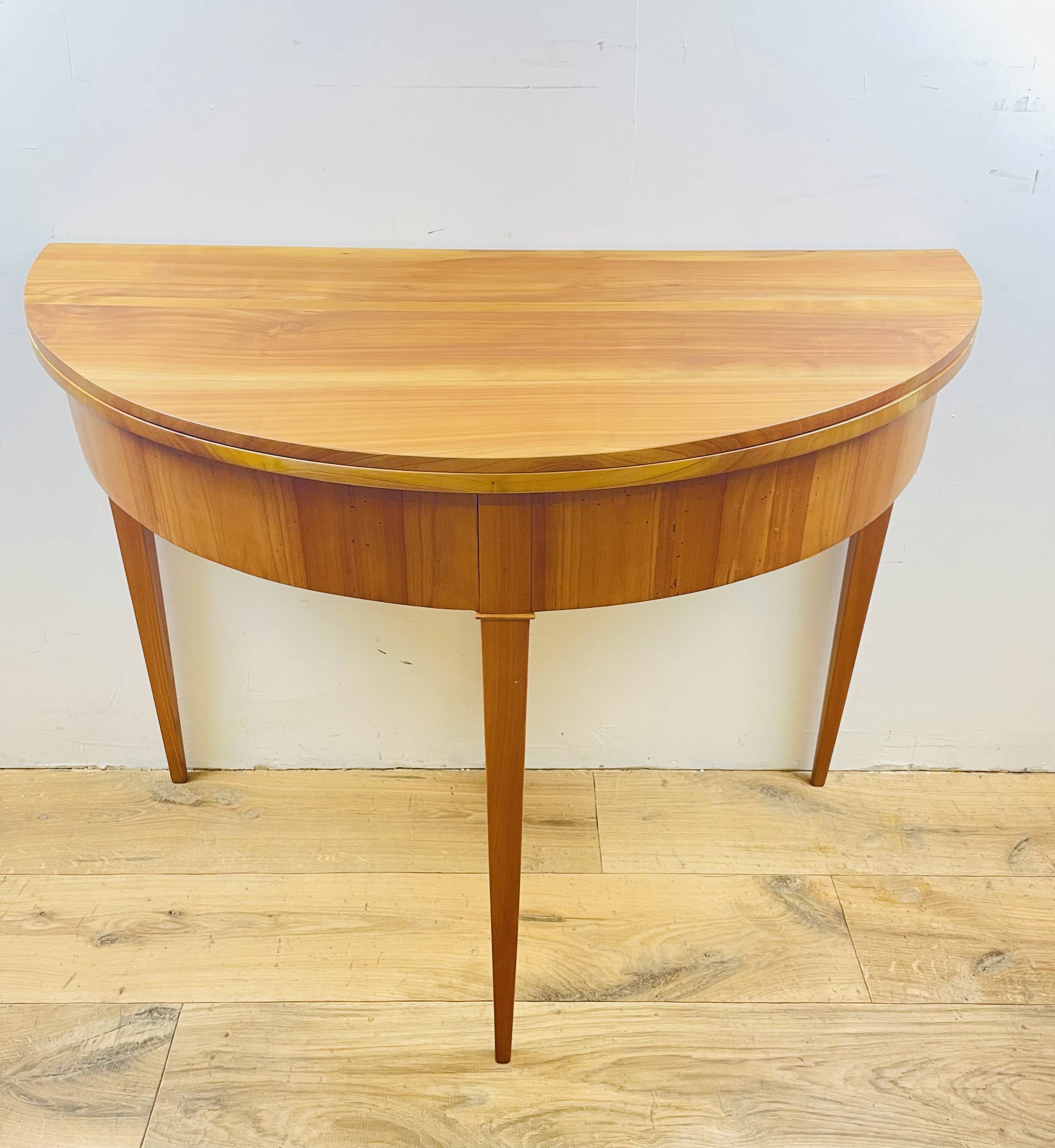Biedermeier half-moon folding table in blond wood