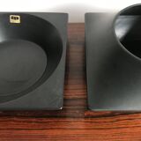 Franco Pozzi Italian black ceramic centerpiece vase 1960s