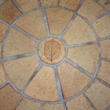 Coffee table round tile herbarium 1960