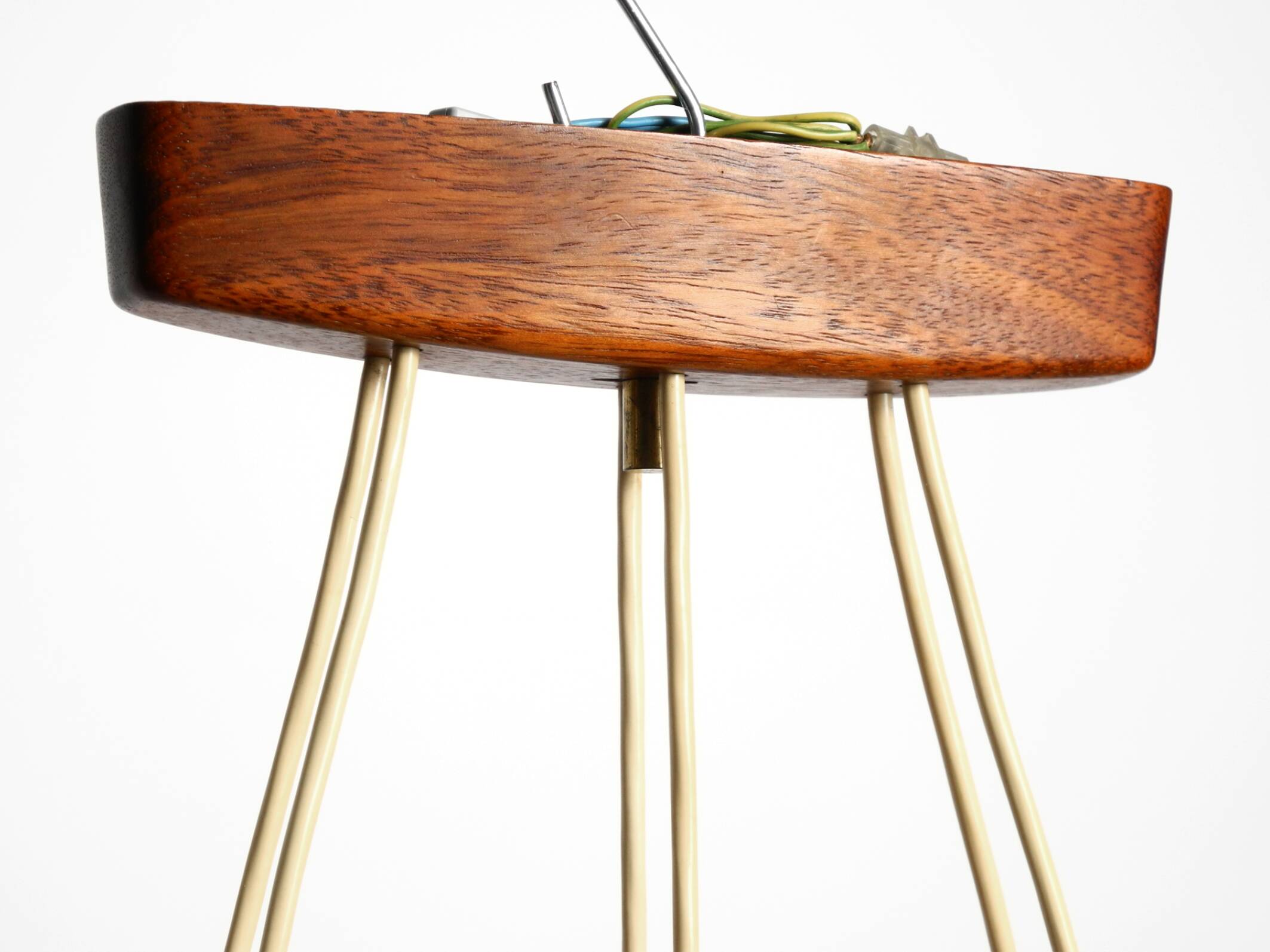 Beautiful 6-armed Scandinavian 1960s ceiling lamp made of teak and with gla