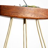Beautiful 6-armed Scandinavian 1960s ceiling lamp made of teak and with gla