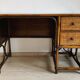 Vintage bamboo and wood rattan desk