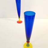 Pair of Blue Murano Glass Flutes by Bisazza & Rotella, Italy 2000