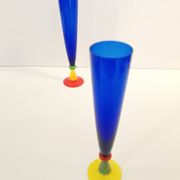 Pair of Blue Murano Glass Flutes by Bisazza & Rotella, Italy 2000