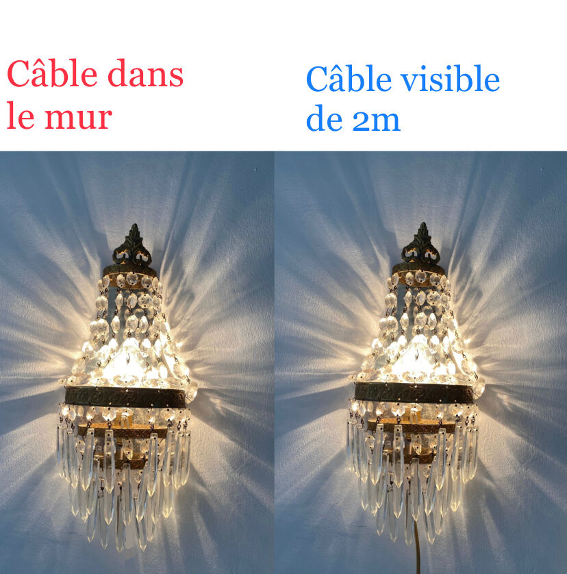 Wall lamp glass, brass, 50s