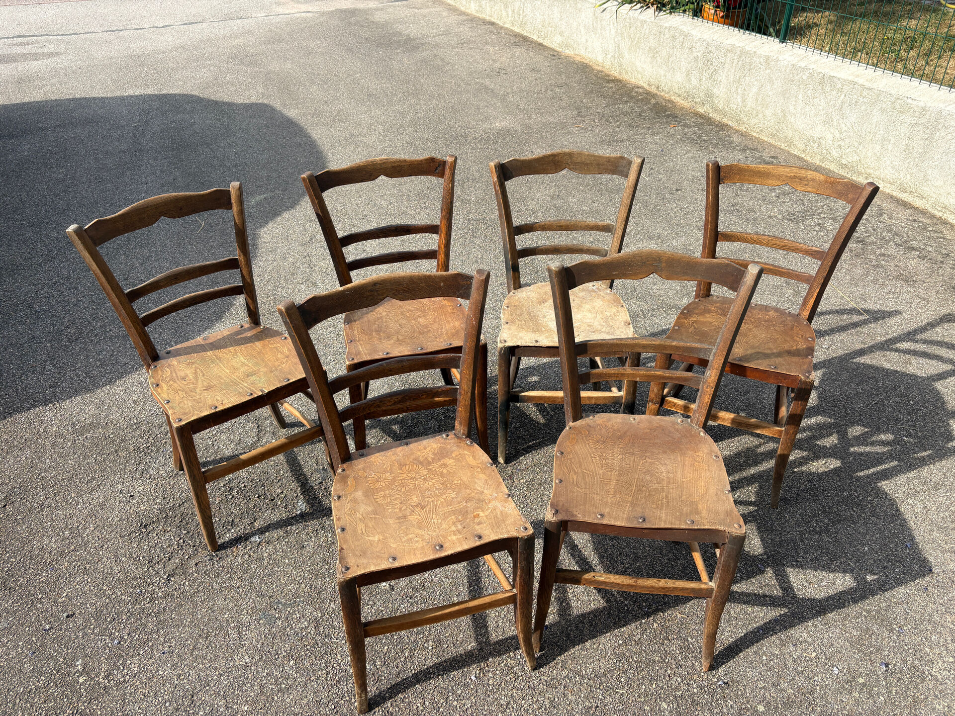 Studded bistro chairs with patterns