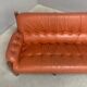 Brutalist, Brazilian style leather lounge sofa, 1960s
