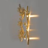 Pair of Modern Italian Murano Glass and Brass Flowers Wall Lamps