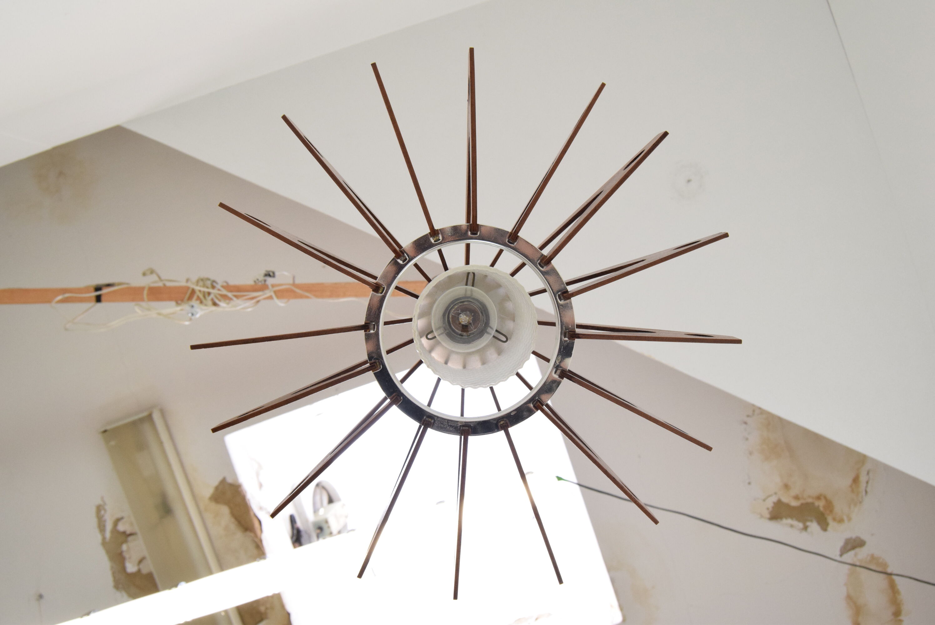 Mid-century wood pendant/drevo humpolec,czechoslovakia,1970's