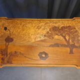 Table de salon art nouveau en marqueterie