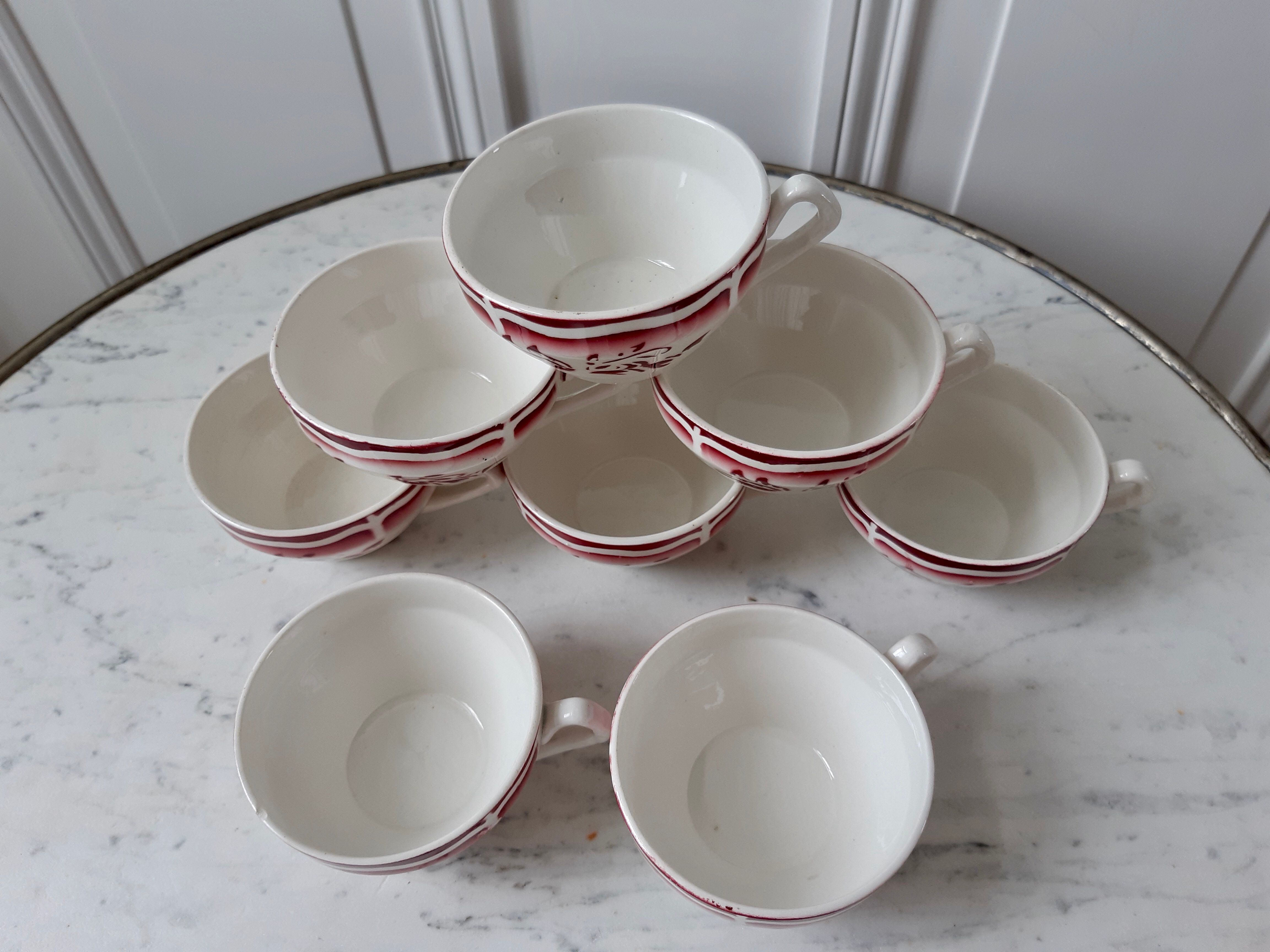 Lot de 8 tasses à café Digoin Sarreguemines modèle Ala