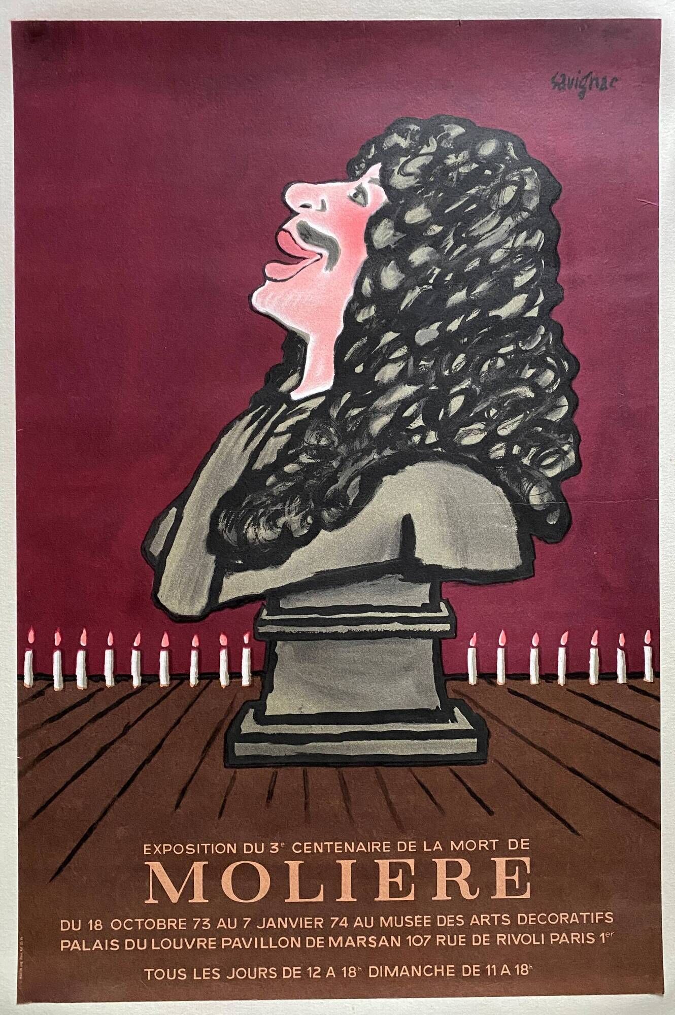 Original poster "Molière" Museum of Decorative Arts, Savignac 40x60cm 1973