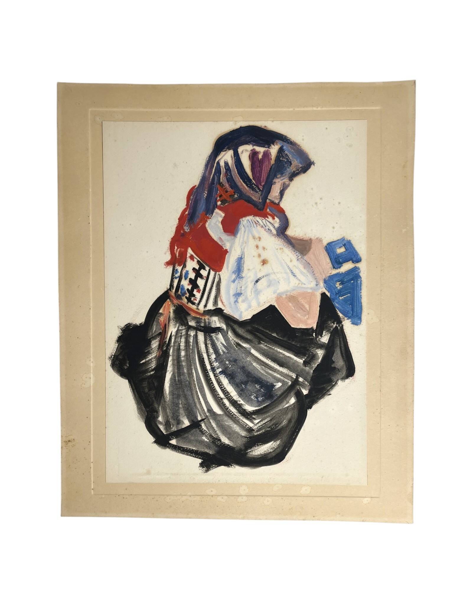 Gouache sur papier femme bretonne Mathurin Méheut (attribué à), XXème