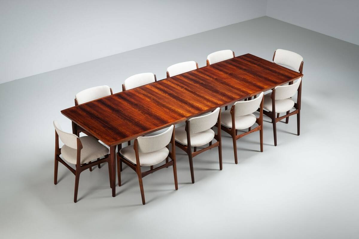 Arne Vodder model 201 large dining table in rosewood Sibast Denmark 1960