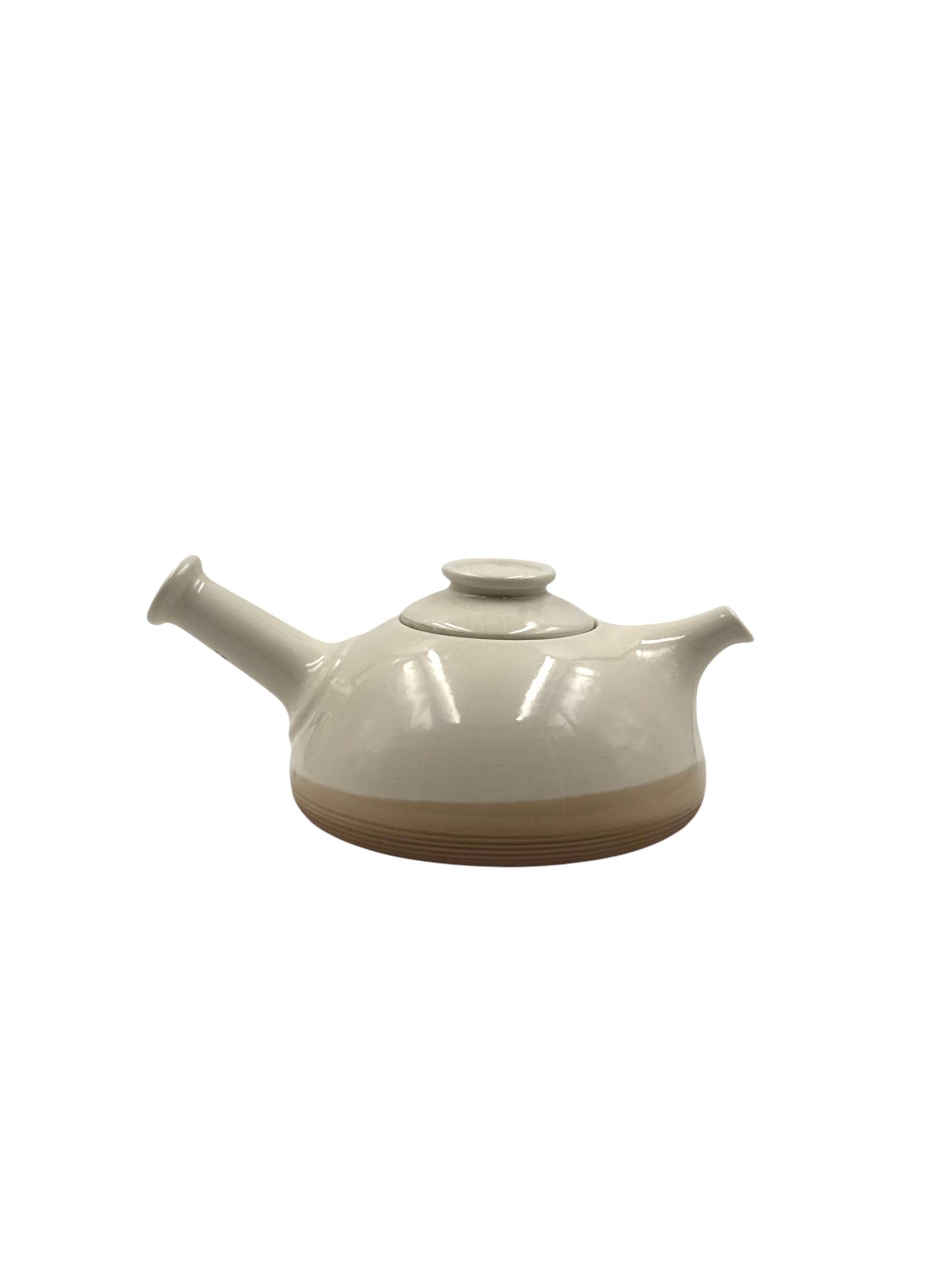 Mid-century Modern cream gres teapot, Franco Bucci Italy ca. 1970