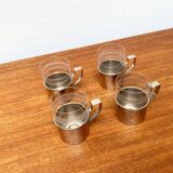 Vintage tea glasses RDA from East Germany by MUQ, Metallwarenfabrik Union Quedlinburg, set of 4.