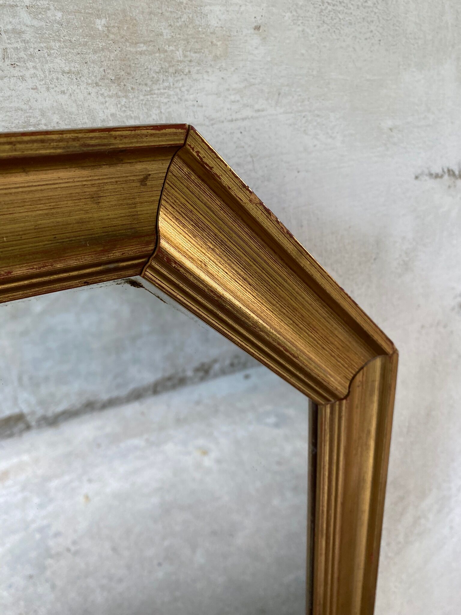 Octagonal Wall Mirror with Vintage Molded Gilded Wood Frame