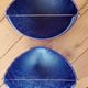 Sconces, signed, in satin blue glass paste from the 1930s