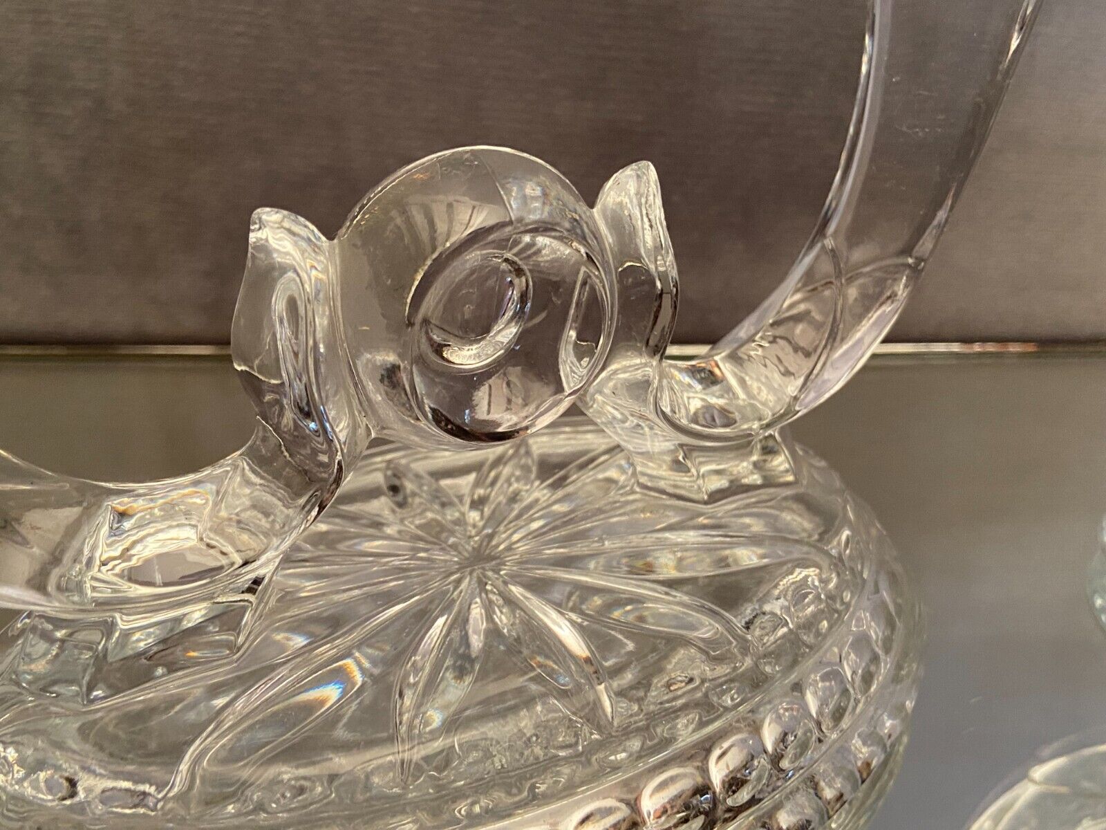 Pair of Val Saint Lambert crystal table end candlesticks