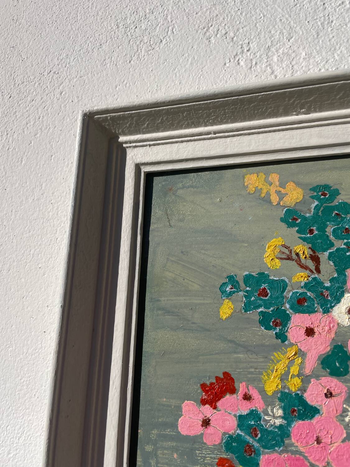 Peinture bouquet de fleurs tableau naïf