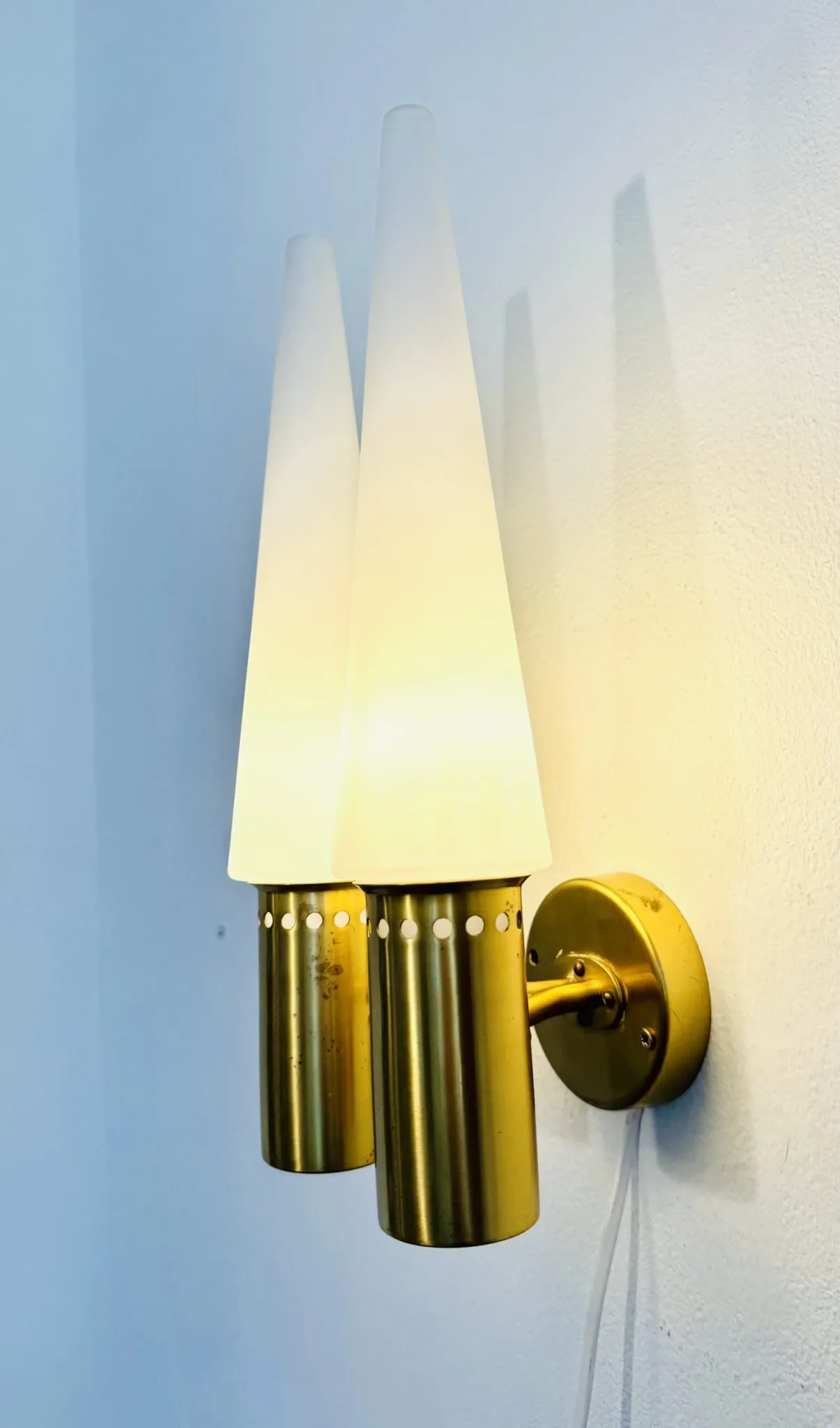 Brass Coloured Double Wall Lamp By Hans-Agne Jakobsson For Markaryd, Sweden, 1960'S