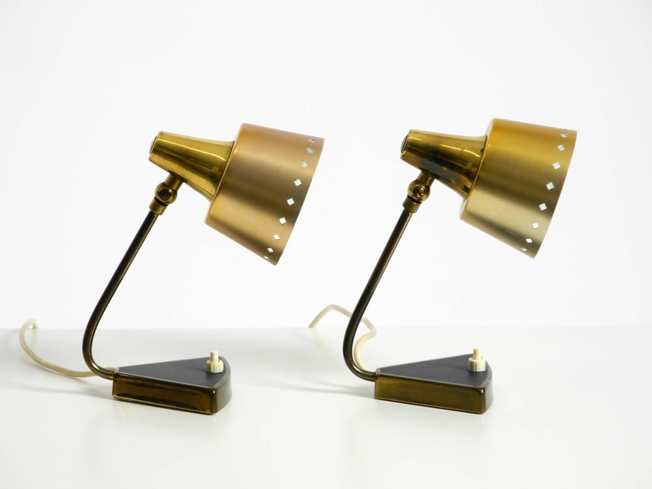 Two beautiful rare Mid Century Modern brass table lamps
