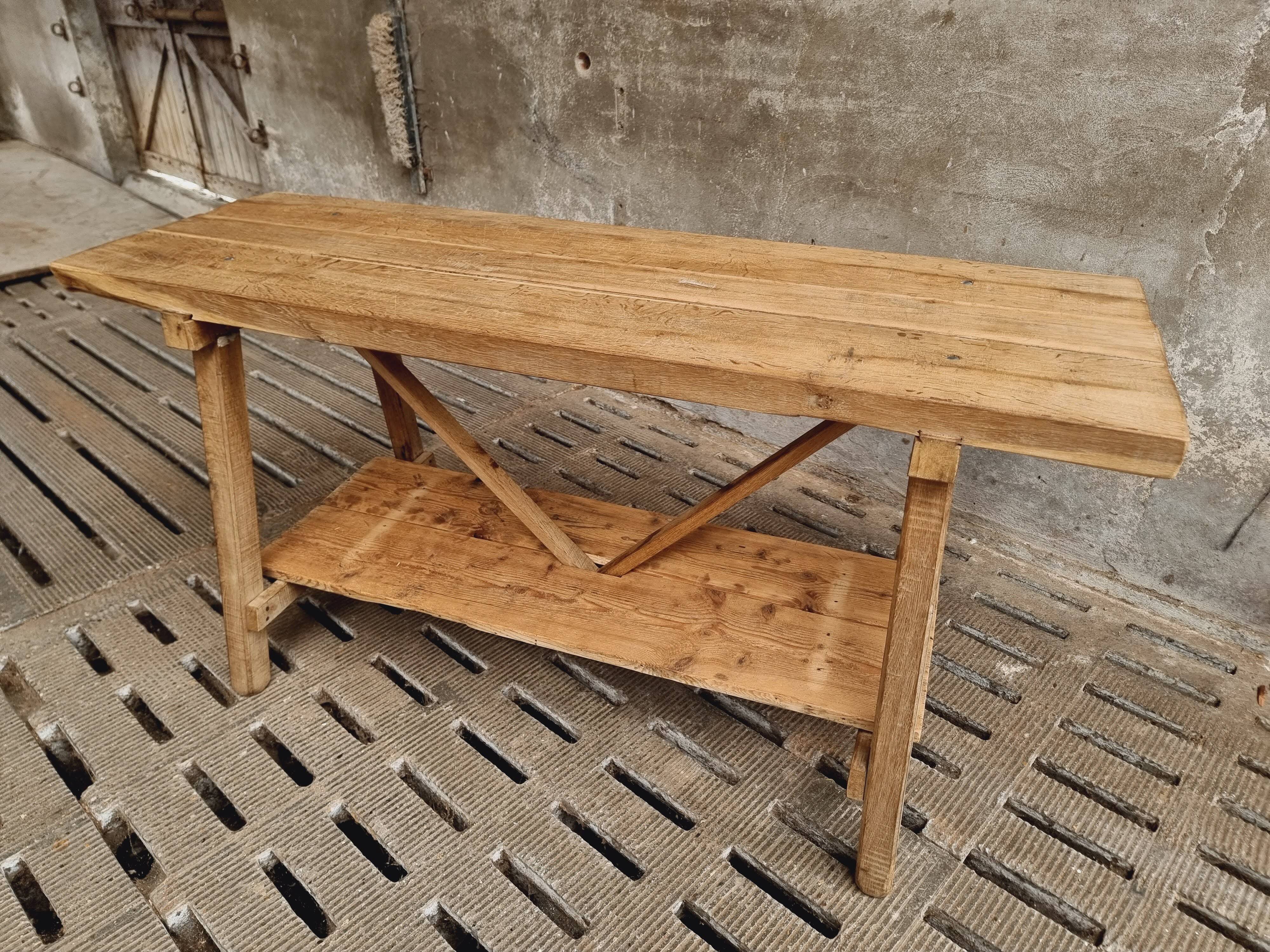 Old work table kitchen island bar table oak