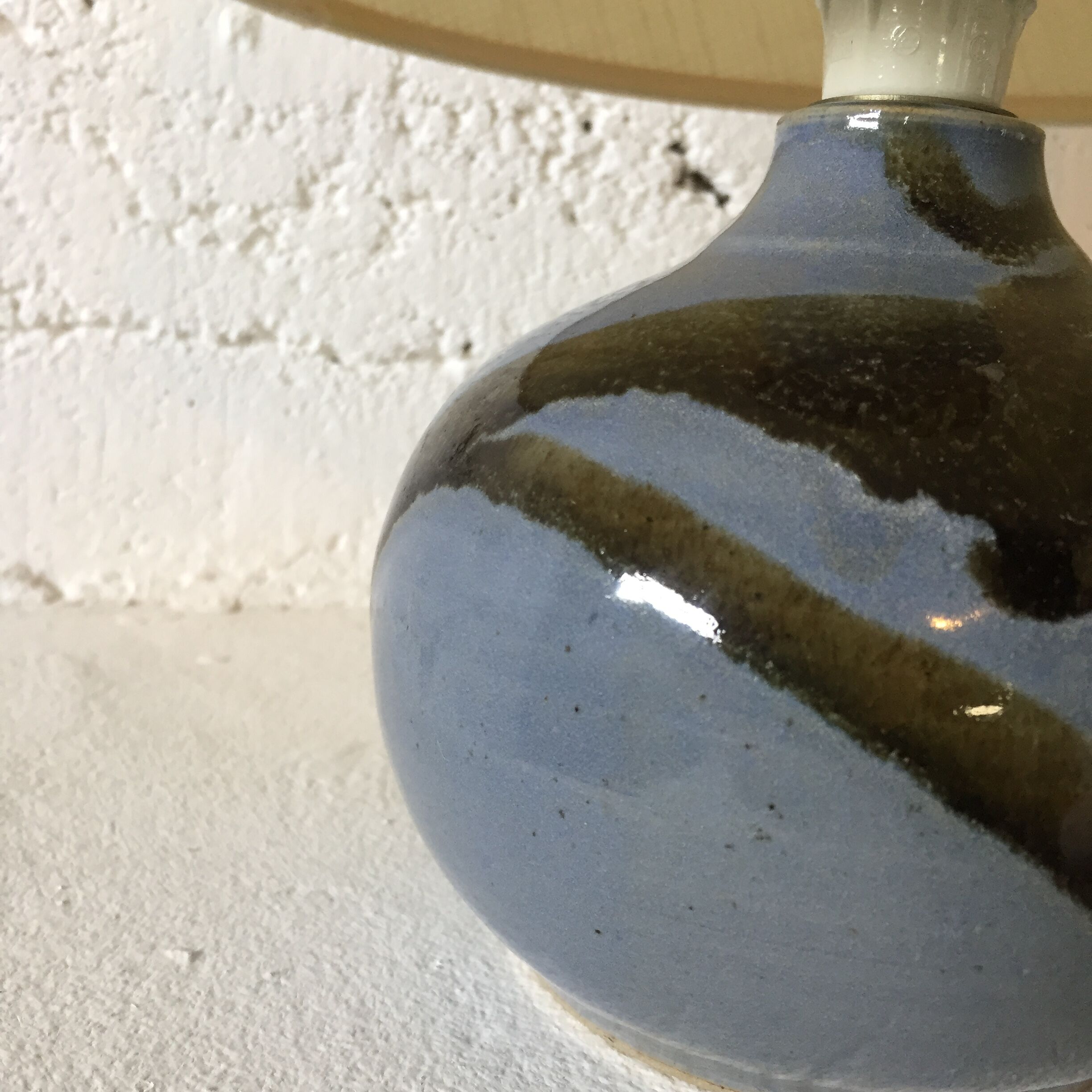 Blue ceramic lamp, circa 1980.