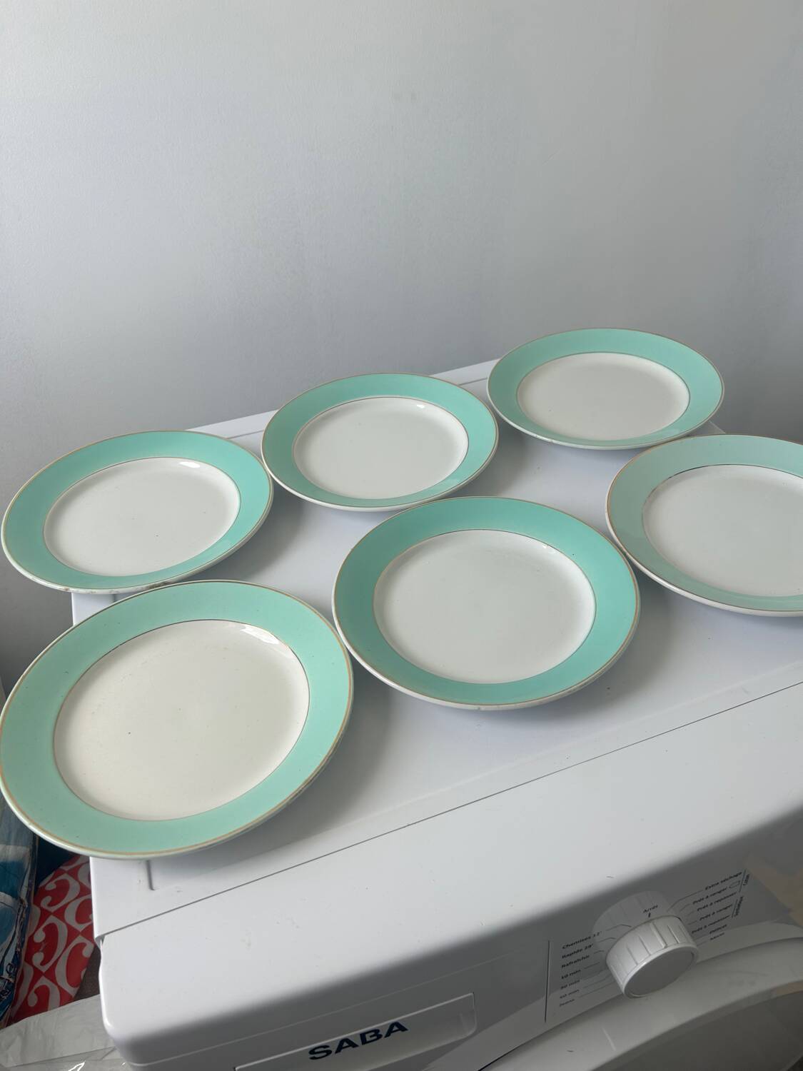 Lot de 6 assiettes plates vintage de marque luneville