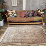 Vintage Turkish Silk Rug, 180x116 cm, Kayseri, Pink Blue Green, Handmade