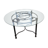 Table en fer forgé avec verre 130cm