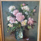 Large painting by Victor Zolnierowicz, peonies, oil on canvas, frame year