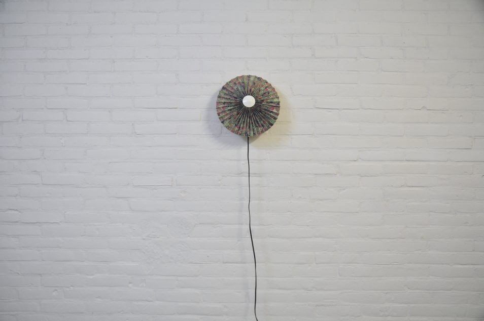 Vintage wall lamp in pleated fabric