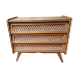 Vintage chest of drawers in rattan compass feet