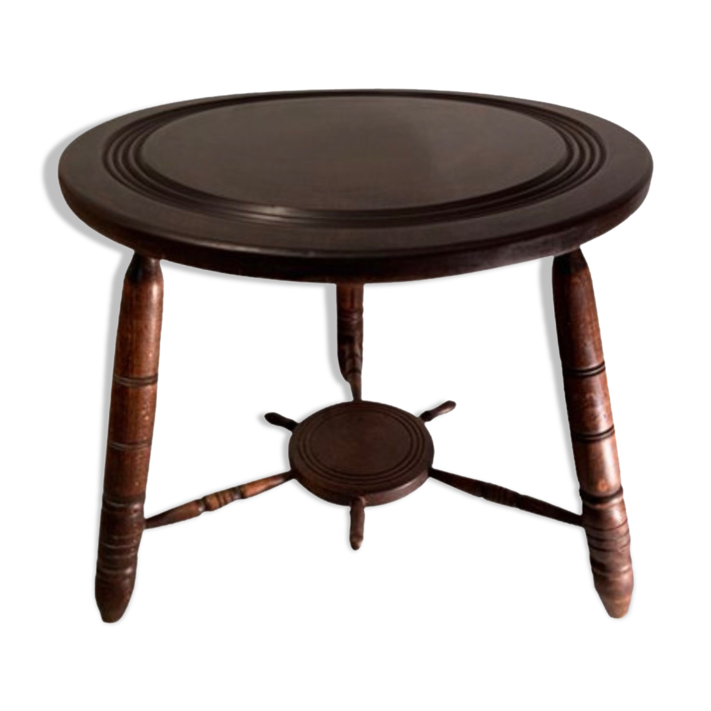 Table basse moderniste en bois tourné, années 1950