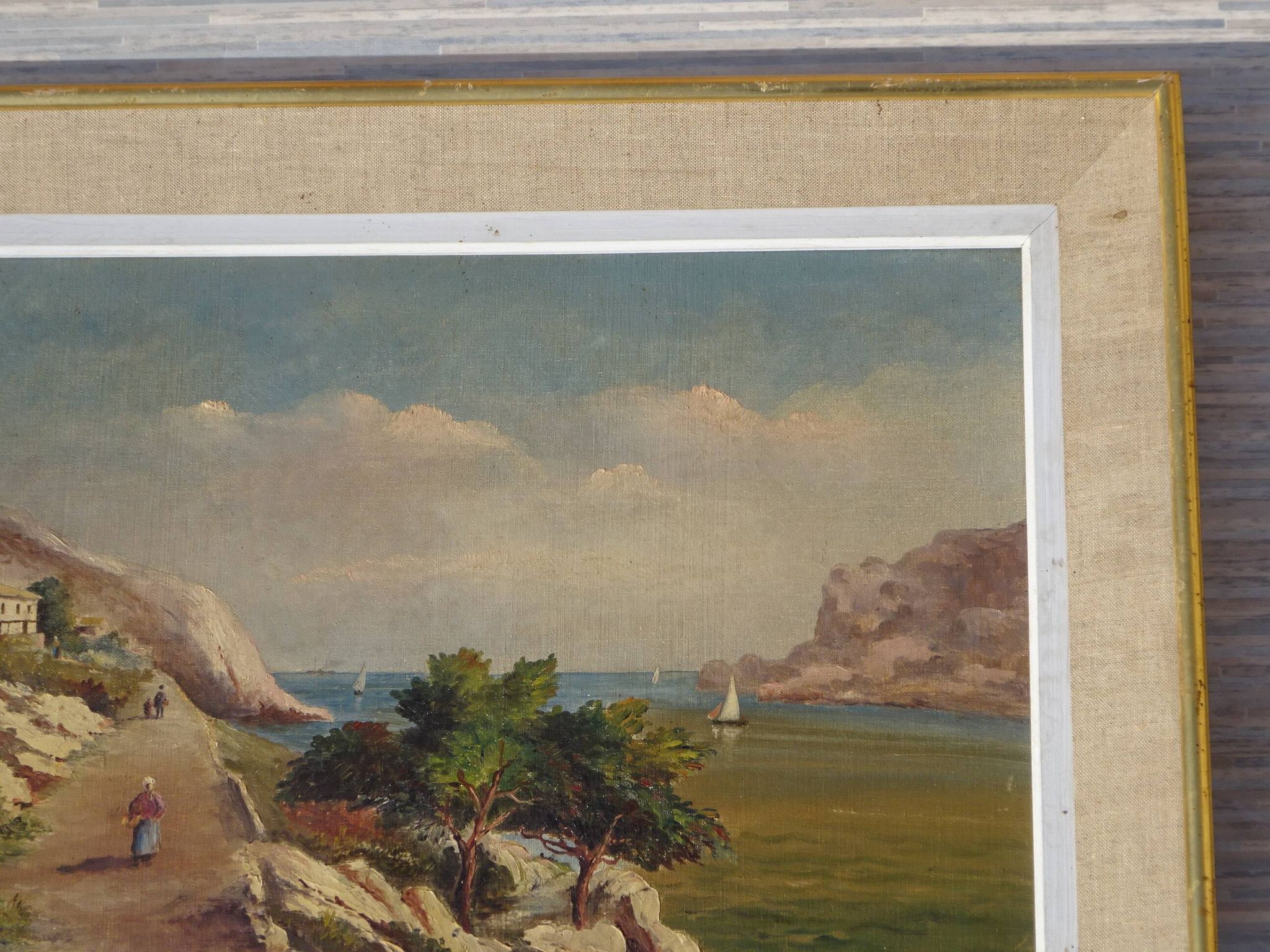 Landscape painting of the Calanques in the Mediterranean signed by Alberti.