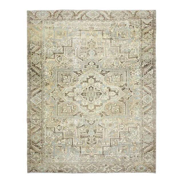 1970s Vintage Persian Handmade Wool Cotton Orange Area Rug 252x311