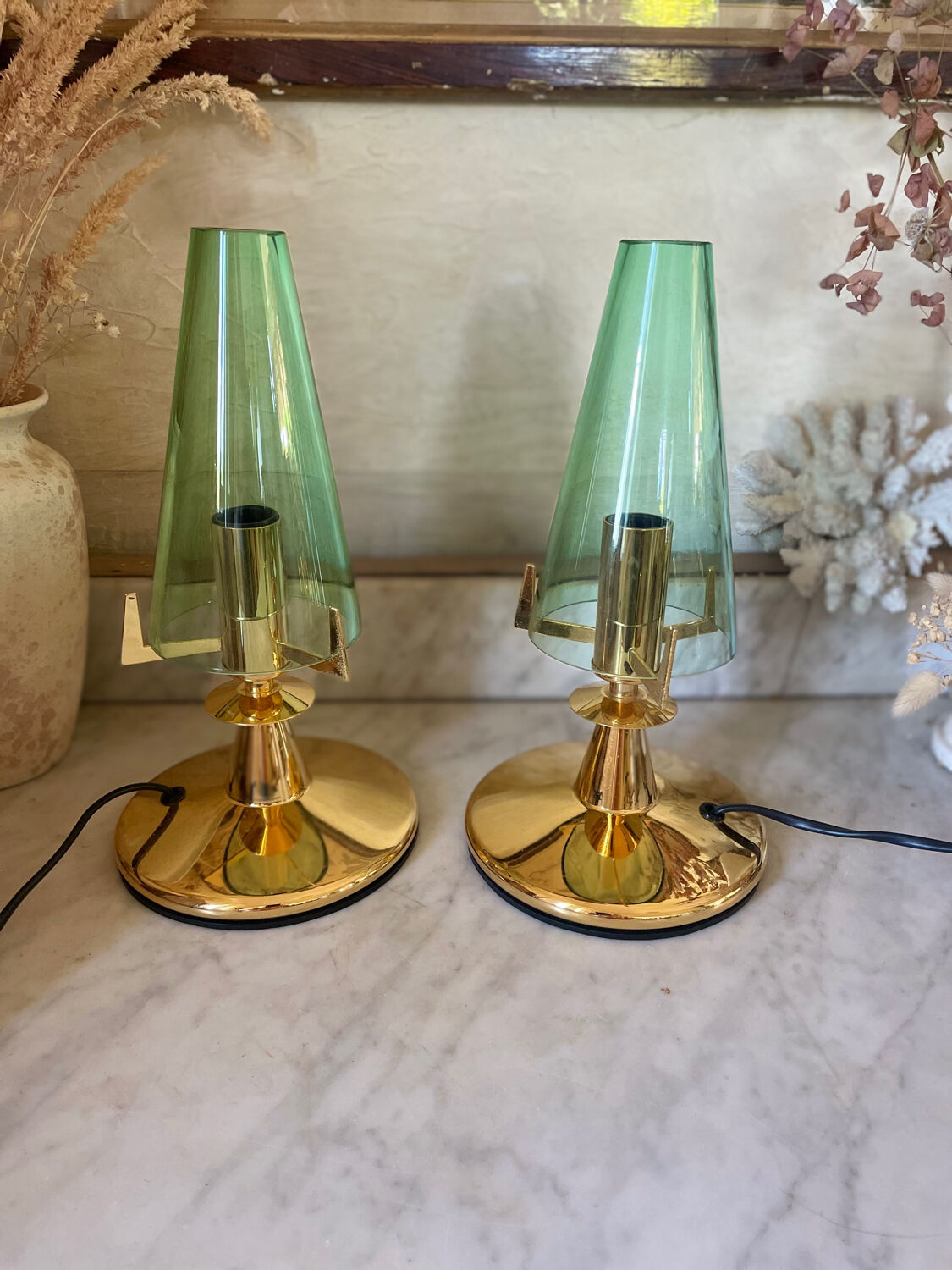 Pair of vintage Italian F.Fabbian bedside lamps