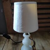 Bedside desk lamp base alabaster lampshade pearl