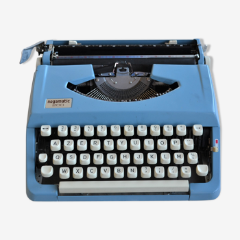 Blue Typewriter Brother Nogamatic 200 - vintage 70s - RUBAN NEUF provided