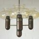 Vintage pendant light / mid-century rustic lamp / wooden hanging lamp 1970