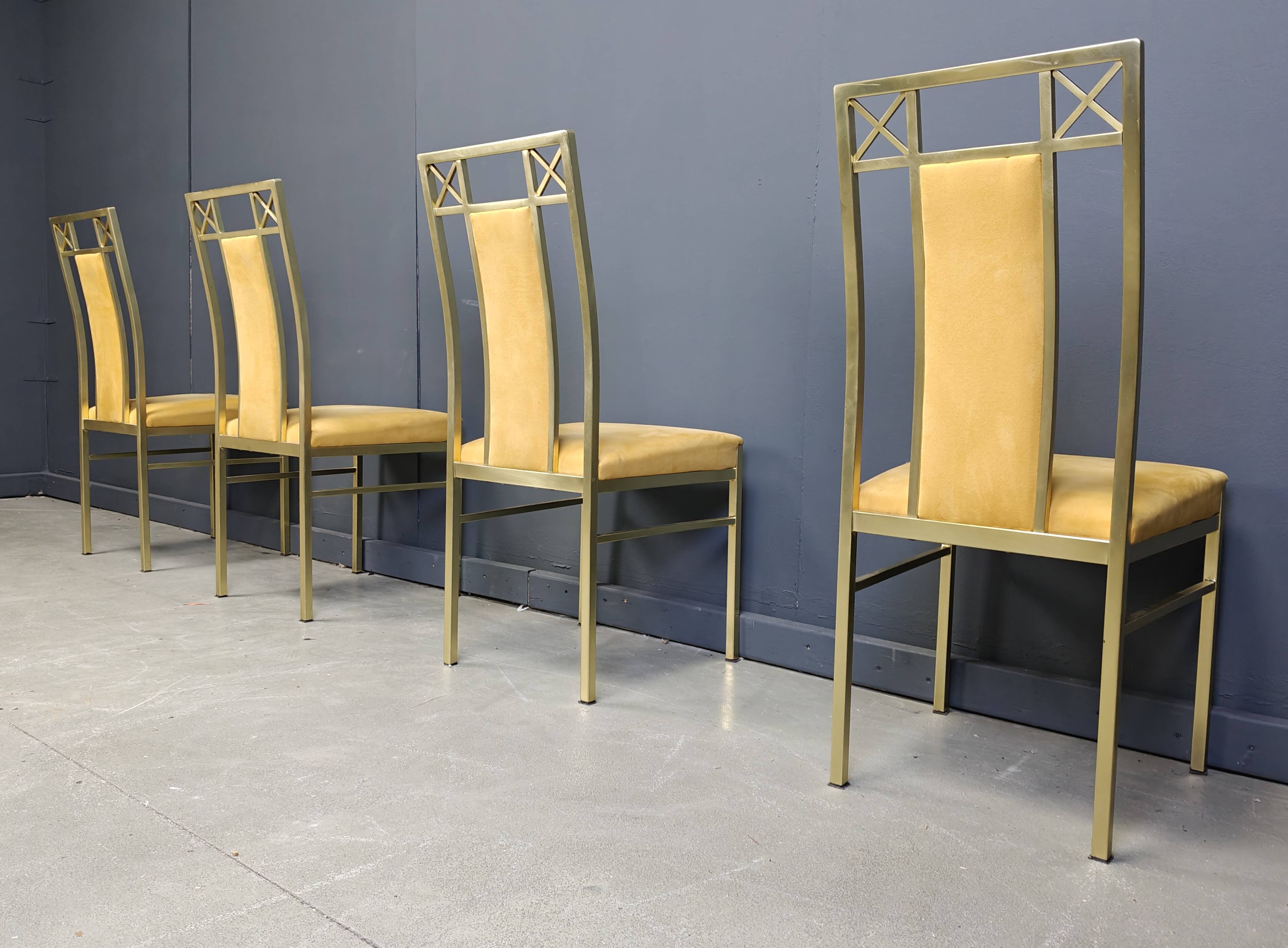 Chaises de salle à manger vintage en laiton de Belgochrom, années 1970