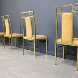 Chaises de salle à manger vintage en laiton de Belgochrom, années 1970