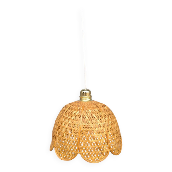 Suspension fleur en osier vintage